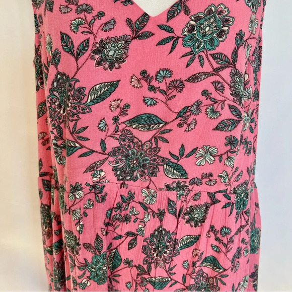 J Jill Dreamscape Border Print Maxi Dress Pink Floral Sleeveless Size Small - Picture 5 of 16